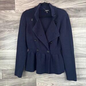Express Sweater‎ Cardigan Women's Small Navy Blue Knitted Cotton Double Breasted